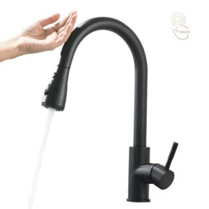 Single-Handle Smart Sensor Kitchen Faucet in Black for Single-Hole Installation