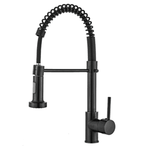 现代单手黑色厨房水龙头带拔出功能热 & 冷水节水单孔安装