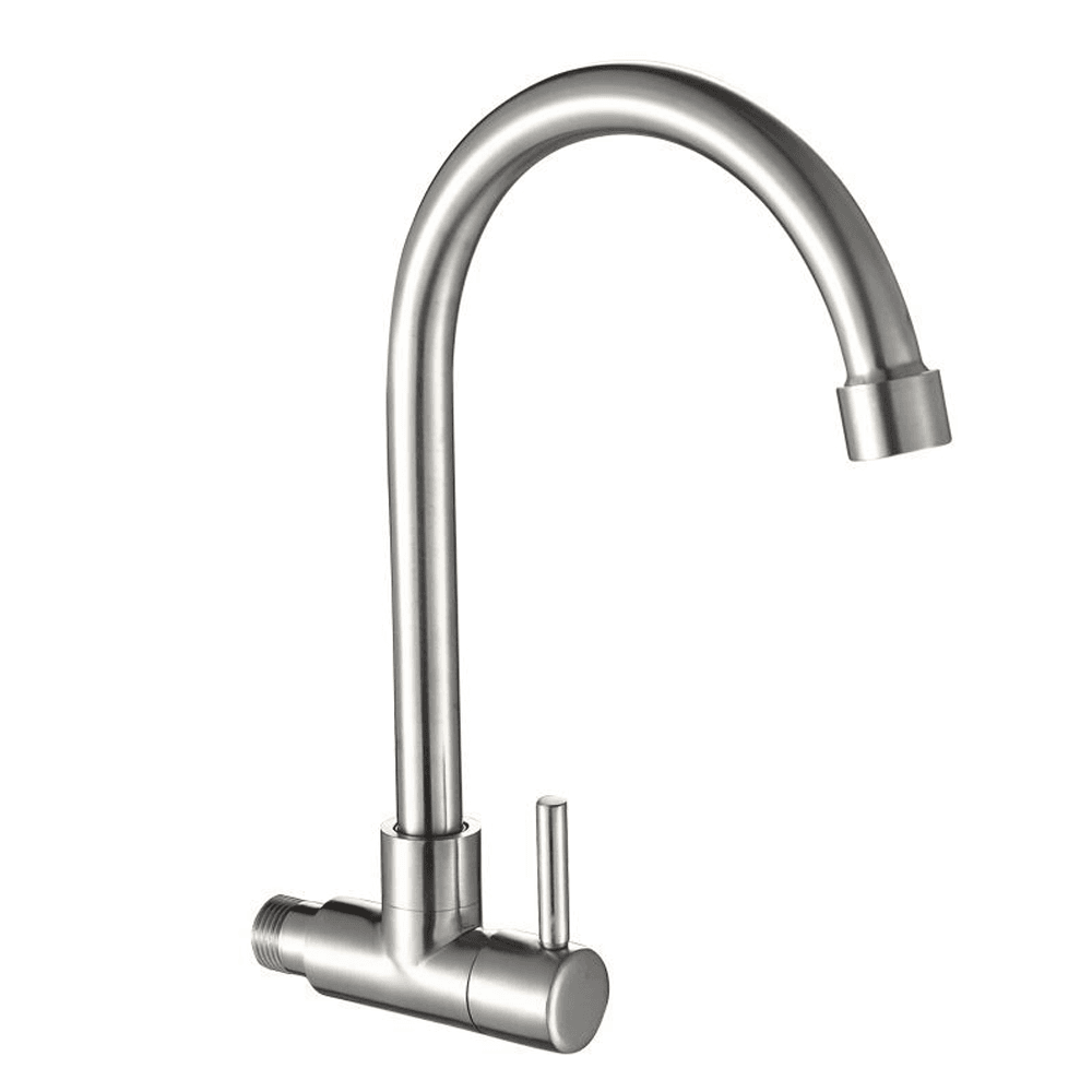 Modern Design 304ss Single Handle Wall-Mounted Kitchen Faucet Tap for Cold Water Single Hole Installation