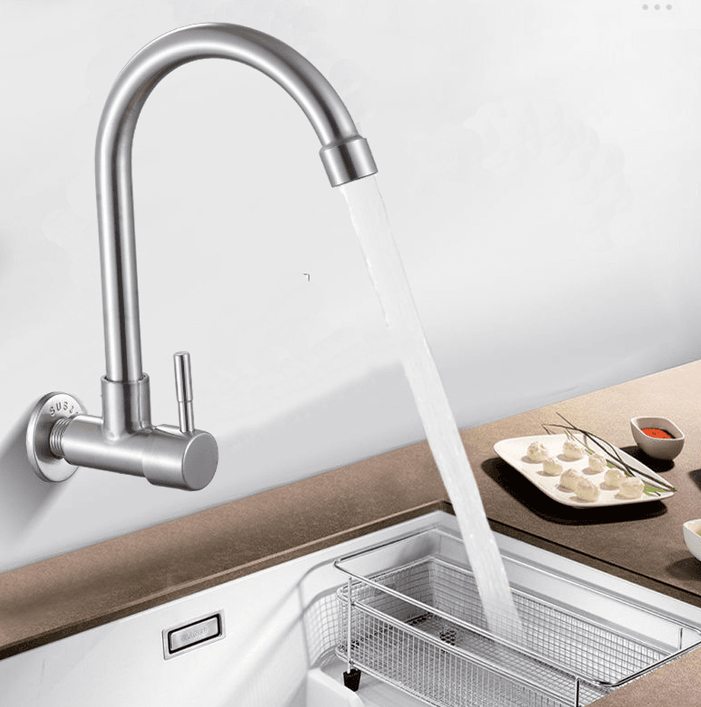 Modern Design 304ss Single Handle Wall-Mounted Kitchen Faucet Tap for Cold Water Single Hole Installation - Image 5