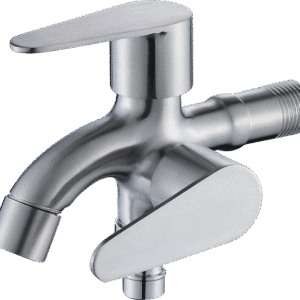 Robinet de perete Bibcock placat cu mâner dublu pentru chiuvetă și mașină de spălat